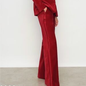 Reiss Crimson Velvet Wide-Leg Trousers